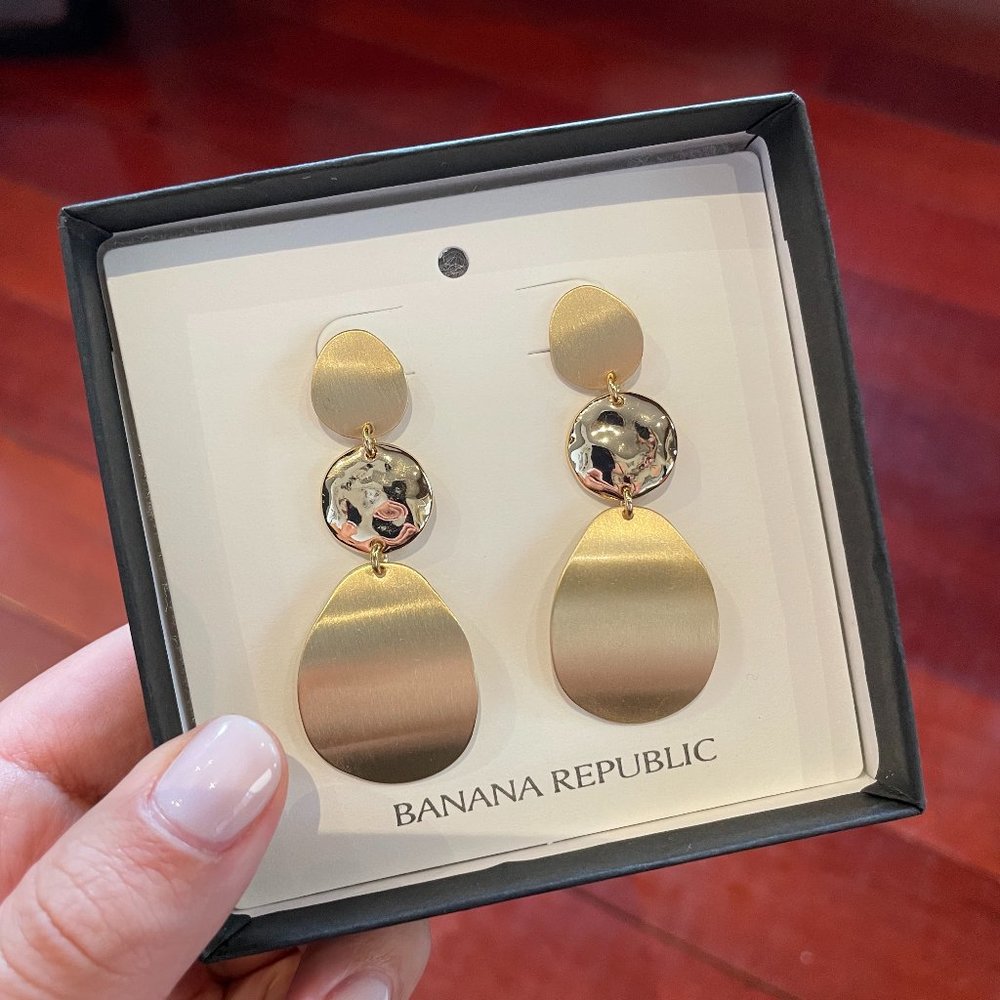 NEW Textured Metal Drop Earrings - Banana Republic
